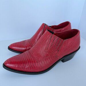 Vintage Circle S Western Red Leather Ankle Boots Size 7M Womens